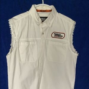 HARLEY DAVIDSON SLEEVELESS BUTTON DOWN SHIRT